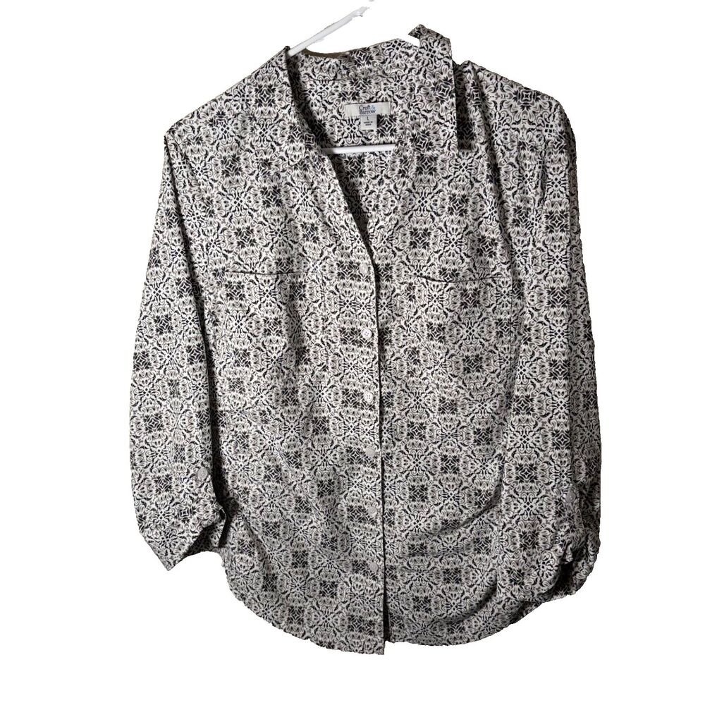 Croft & Barrow Shirt Women's Large Printed Button Up 3/4 Sleeve Casual Top